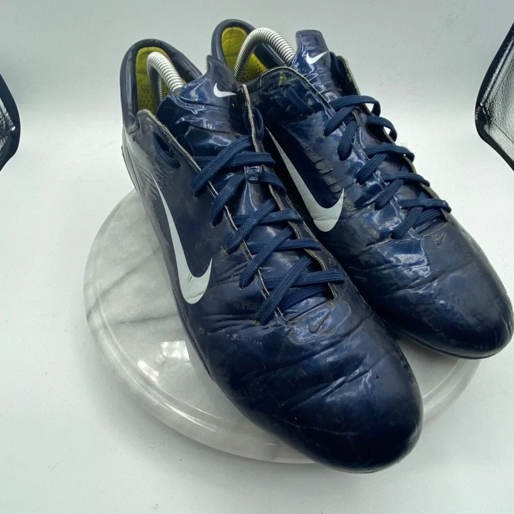 Nike Mens Soccer Cleats Mercurial Vapor IX FG Navy Blue White Athletic Shoes